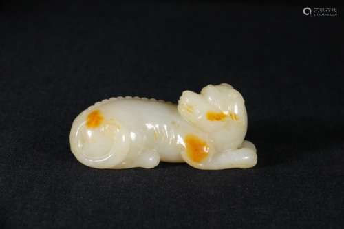 A Chinese Hetian Jade Ornament Of Dog Shaped
