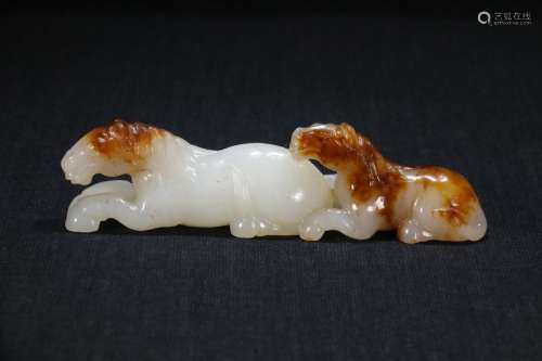 A Chinese Hetian Jade Ornament Of Horses Shaped
