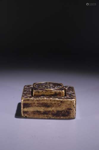 A Chinese Bronze Seal With Carving