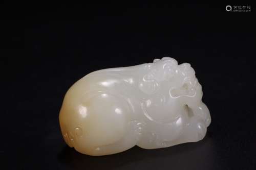 A Chinese Hetian Jade Pendant Of Beast Shaped