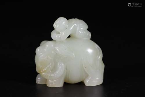 A Chinese Hetian Jade Ornament Of Elephant Shaped