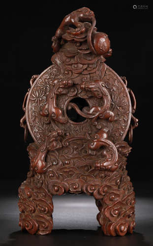 A BAMBOO ORNAMENT CARVED WITH DRAGON