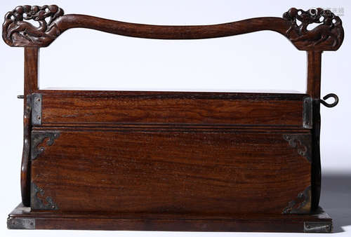 A RED WOOD BOX WITH HANDLE