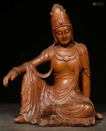 A HUANGYANG WOOD GUANYIN BUDDHA STATUE