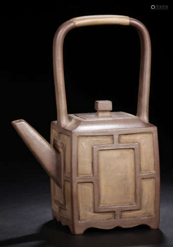 A ZISHA SQUARE TEA POT