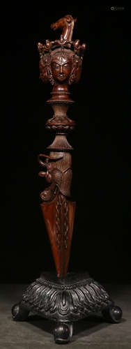 A HUANGYANG WOOD VAJRA CARVED WITH BUDDHA PATTERN