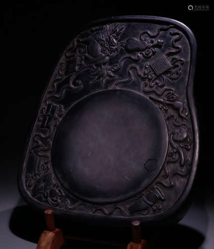 AN INK SLAB CARVED WITH POETRY