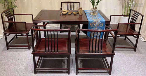 A ZITAN WOOD TABLE&CHAIRS