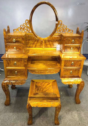 A ZHANG WOOD TABLE WITH MIRROR