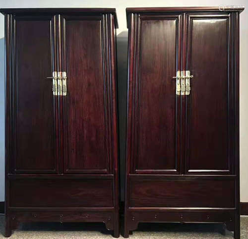 PAIR OF ZITAN WOOD CABINET