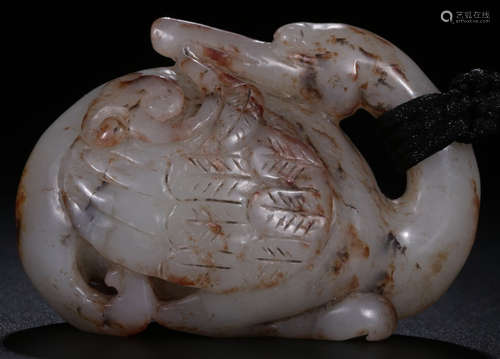 A HETIAN WHITE JADE GOOSE PENDANT