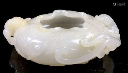 A HETIAN JADE BRUSH WASHER CARVED WITH BEAST