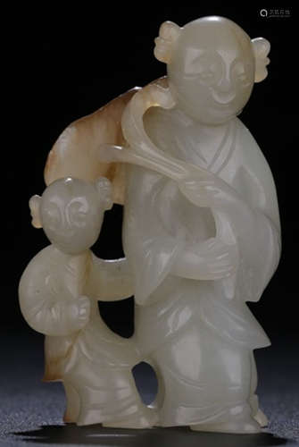 A HETIAN WHITE JADE FIGURE PENDANT