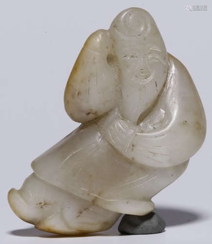 A HETIAN WHITE JADE FIGURE PENDANT