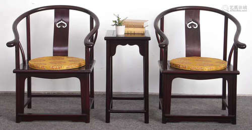 SET OF ZITAN WOOD TABLE&CHAIRS