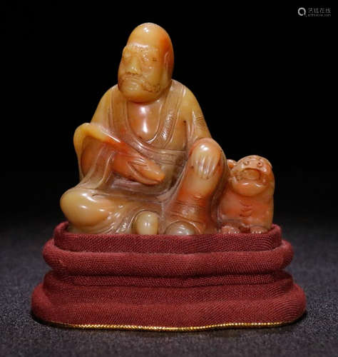 A SHOUSHAN STONE ARHAT BUDDHA PENDANT