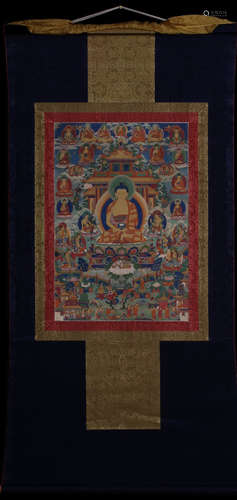 A SAKYAMUNI BUDDHA PATTERN THANGKA