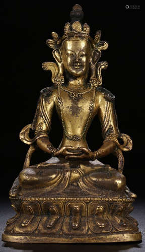 A GILT BRONZE BUDDHA STATUE