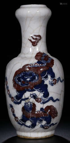 A BLUE&WHITE GLAZE VASE WITH BEAST PATTERN