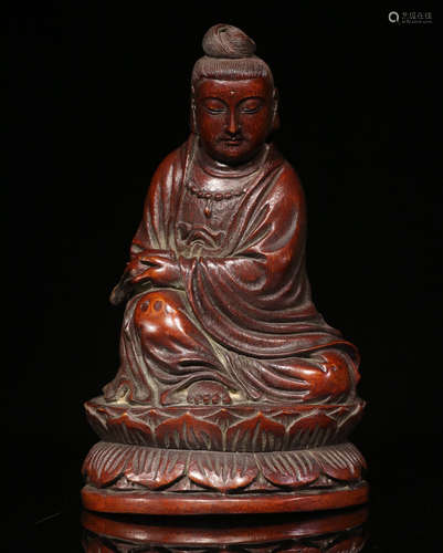 A BAMBOO GUANYIN BUDDHA STATUE