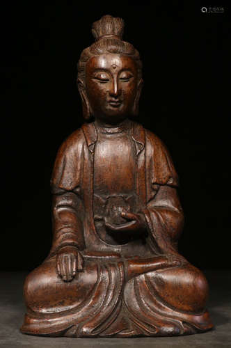 A BAMBOO GUANYIN BUDDHA STATUE