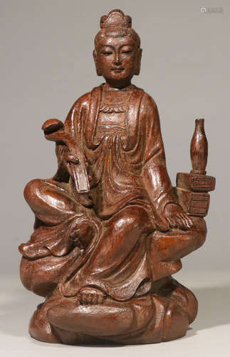 A BAMBOO GUANYIN BUDDHA STATUE