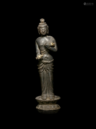 A Pewter Figure of a Standing Bodhisattva