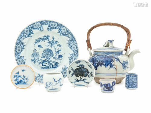 Seven Blue and White Porcelain Articles