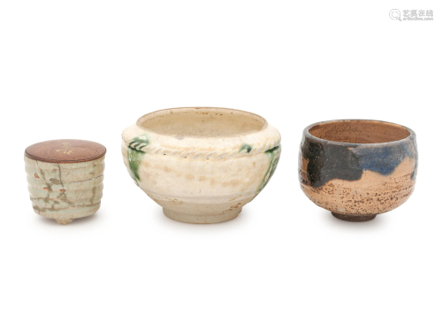 Three Glazed Pottery Tea Bowls