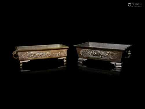 Two Bronze Rectangular Planters