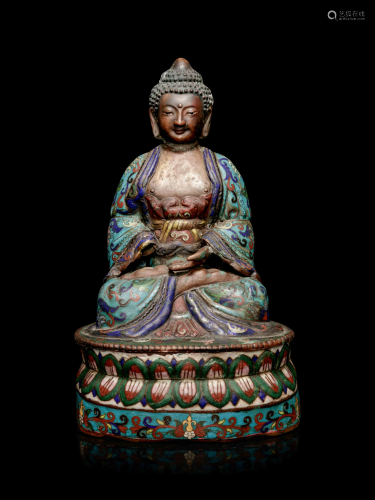 A Chinese Cloisonne Enamel Figure of Buddha
