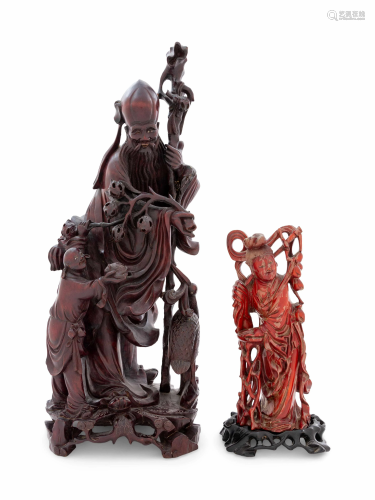 Two Chinese Carved Figures of Immortals