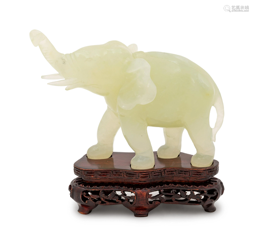 A Chinese Serpentine Figure of an Elephant