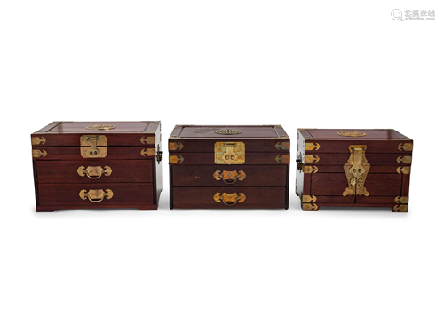 Three Chinese Hardwood Chests