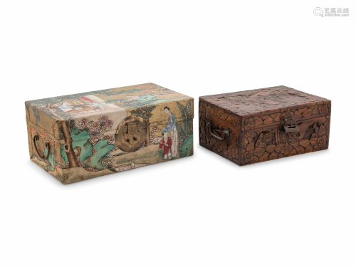 Four Chinese Gilt and Lacquered Boxes