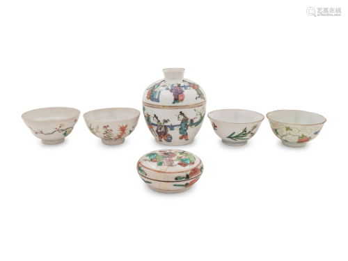 Six Famille Rose Porcelain Articles