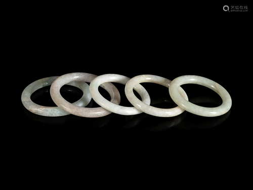 Five Chinese Hardstone Bangles