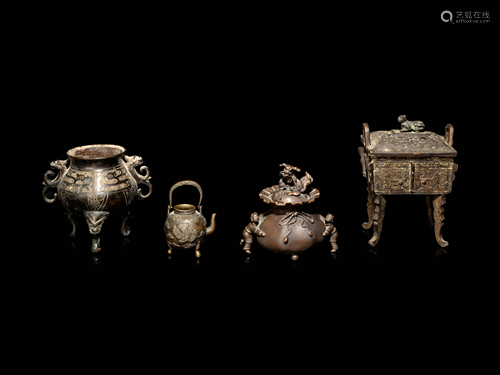 Nine Chinese Bronze Incense Wares