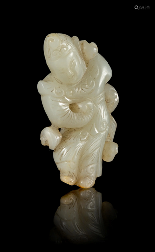 A Chinese Carved Celadon Jade Figure