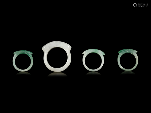 Four Chinese Jadeite Saddle Rings