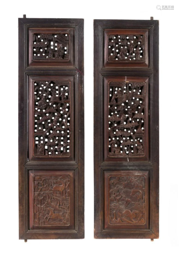 Eight Chinese Carved Wood Panels