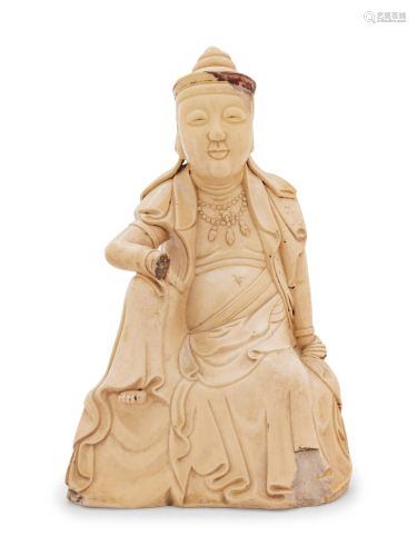 A Chinese White Glazed Porcelain Figure of Guanyin