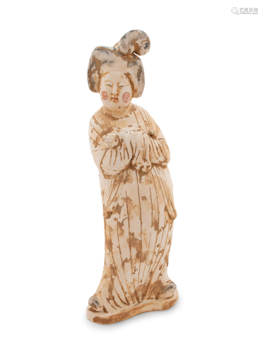 A Chinese Painted Pottery Figure of a Fat Lady