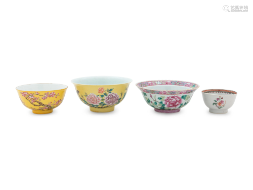 Four Chinese Famille Rose Bowls