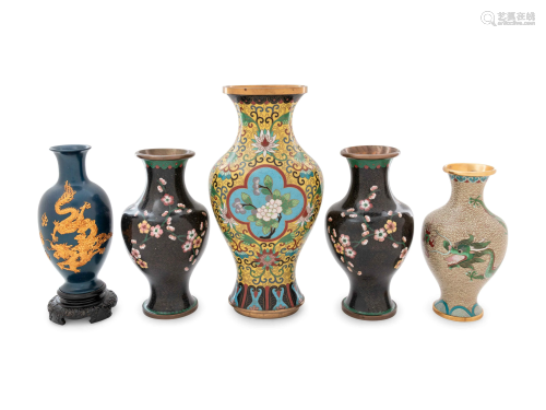 Ten Chinese Cloisonné Enameled and Resin Vessels