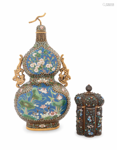 Two Chinese Cloisonné Enameled Articles