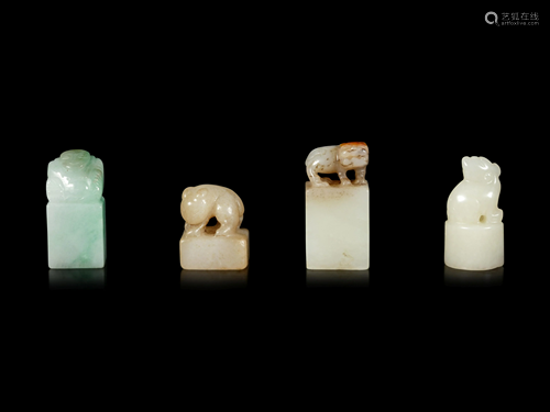 Four Chinese Jade and Jadeite Seals