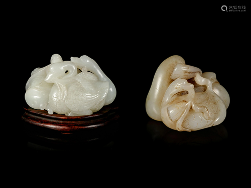 Two Chinese Jade Carvings of Geese