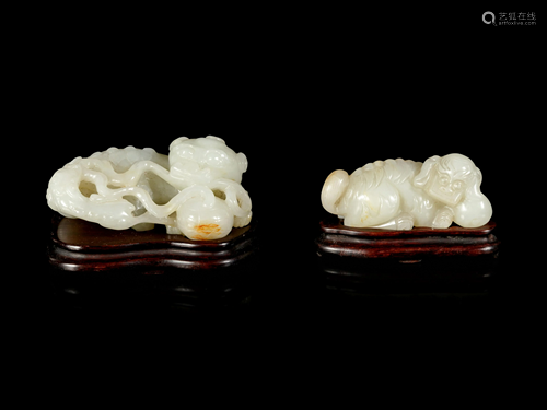 Two Chinese Jade Figure of Fu Lions