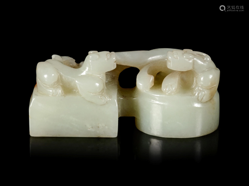 A Chinese Celadon Jade Seal